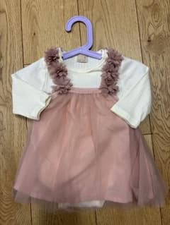 petit main 花モチーフ チュール ロンパース 70cmのサムネイル
