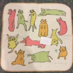 ねこ柄 ♡ミニタオル 25 × 26cm ♡AKIKO OBUCHI 絵デザインのサムネイル