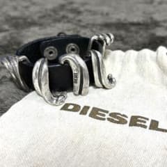 diesel leather bracelet silver y2k | Mercari