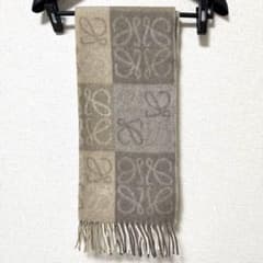 ☆ロエベ☆LOEWE☆ チェッカーボードスカーフ☆ウール＆カシミヤ☆新品