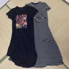 悟*マ様 SHEIN２枚フラワーとストライププリント夏春半袖シャツワンピースレデのサムネイル