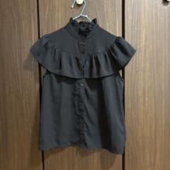 【秋用】MOUSSY フリル ノースリーブ ブラウス ブラックのサムネイル