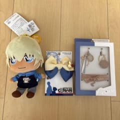 USJ Detective Conan Amuro Tooru Plush Toy Hair Clip Earring Set