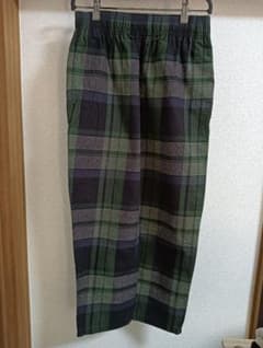 GUグリーン系チェック イージーパンツ