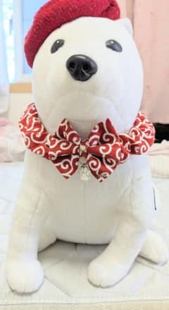 犬アクセサリー 10 ハンドメイド シュシュ 唐草模様 赤のサムネイル
