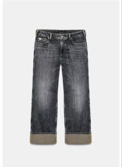 Z1975 ストレート ターンアップヘムデニムパンツ ブラックのサムネイル