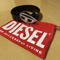 DIESEL ディーゼル Dロゴ レザーベルト ブラックのサムネイル