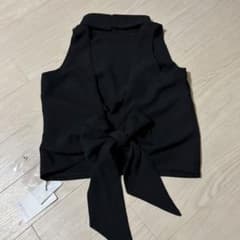 신품 립 서비스 등 열림 가방 리본 블랙 탑스 하이넥