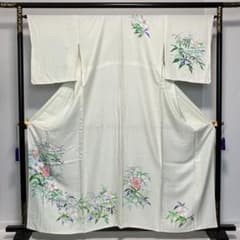 D758 訪問着 手描き花模様 正絹 着物 単衣 未使用極美品 - メルカリ