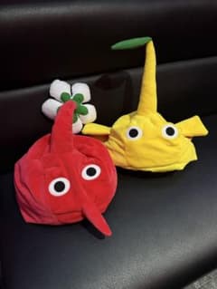 ピクミン なりきり帽子 かぶりもの ファンキャップ　黄 赤 コスプレ　仮装のサムネイル