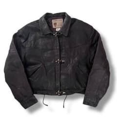 フランス製 レザー ファイヤーマンジャケット 短丈 ユーロ ヴィンテージ 80s フランス製 レザー ファイヤーマンジャケット 短丈 ユーロ