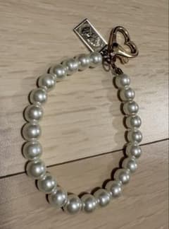 パール調 キーホルダー ハートチャーム付き - 2