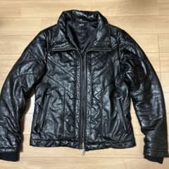 Luli's (ルイス)羊革 ボア付きブラックレザーライダースジャケット