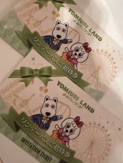 よみうりランド　ワンデーパス　2枚　本日発送のサムネイル
