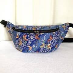 和柄蝶々シンプルショルダーバッグ/ボディバッグ(青/黒)＊ハンドメイド