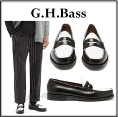GH bass LARSON WEEJUNS レザーローファー黒白のサムネイル