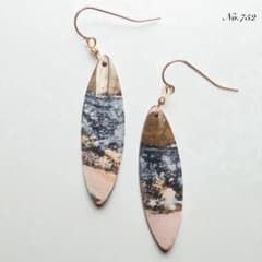 No.752✨天然石✨オーシャンジャスパーの一粒ピアス 14kgf