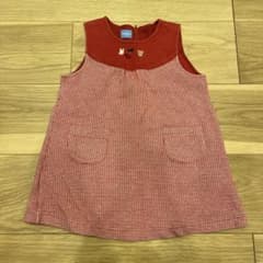 美品☆ ファミリア　familiar 赤いチェック柄ワンピース 90のサムネイル