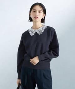 美品 ユナイテッドアローズ WEB限定 襟レース 2WAY ニット プル