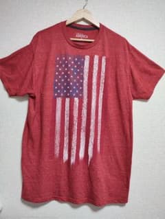 ​【USA古着】星条旗 プリント Tシャツ XLレッド アメカジ ヴィンテージ感のサムネイル