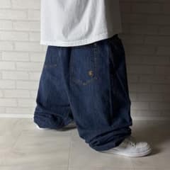ROCAWEAR 刺繍ロゴ 極太 オーバーサイズ デニム バギーパンツ B系