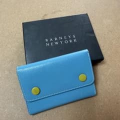 BARNEYS NEW YORK 三つ折り財布 ブルー レザー - メルカリ