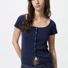 ラウンドネックカーディガンネイビー UNIQLOのサムネイル