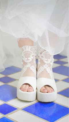 厚底 レース 白 23.0 前撮り 撮影 ウェディング コスプレ　おしゃれのサムネイル