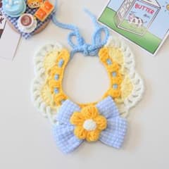 ⭐︎ハンドメイド 数量限定 犬猫用 ニットスタイ 首輪 お花 リボン パステルのサムネイル