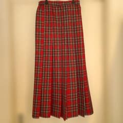 レッド タータンチェックプリーツスカート M