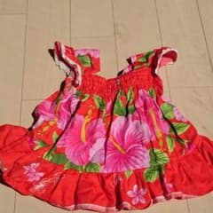 ハイビスカス柄のワンピース(ムームー)(size70、used)子供服のサムネイル