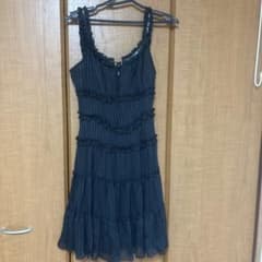 プチドール　ブラック ストライプ フリル ワンピース　ラメ入りのサムネイル