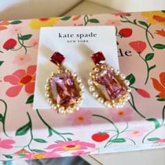 kate spade ピンク クリスタル ゴールドパールピアス（箱はつきません
