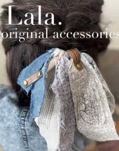 no.180 ハンドメイド✩.*˚裂き布ハーフシュシュシリーズ✩.＊・① no.180 ハンドメイド✩.*˚裂き布ハーフシュシュシリーズ✩.＊・①