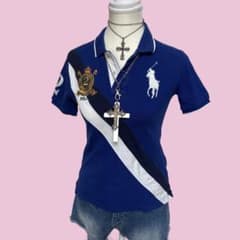 y2k ラルフローレン 海外ガール ビックポニー ブルー ピチt 平成ギャル