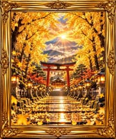 開運アート 宝珠 蓮 富士山 インテリアのサムネイル