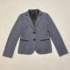 Aquascutum ヘリンボーン テーラードジャケット グレー ブルー M