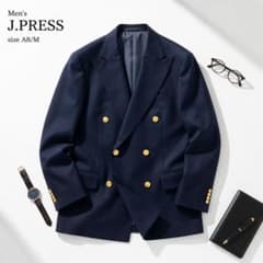 ジェイプレス J.PRESS ダブル 紺ブレザー 金ボタン A8 - メルカリ