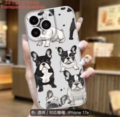 iPhone 17e 対応 フレンチブルドッグ柄 ケース 透明のサムネイル
