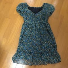 青緑　花柄　ワンピースのサムネイル