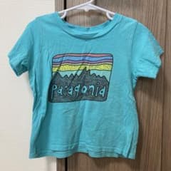 Patagonia キッズ Tシャツ ブルー 山ロゴのサムネイル