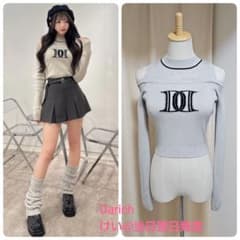 Darichダーリッチ レイヤードライクロゴニットトップス ダーリッチ Darich レイヤードライクロゴニットトップス （ネイビー