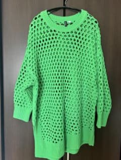H&M メッシュ編み長袖ニット グリーン 緑 XLのサムネイル