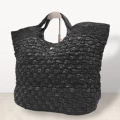 良品　ヘレンカミンスキー　INAYA　A4可　カゴバッグ　編み込み　ラフィア　黒 良品 ヘレンカミンスキー INAYA A4可 カゴバッグ 編み込み ラフィア 黒