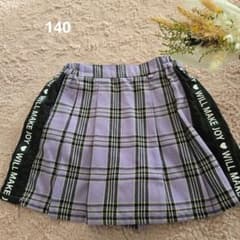 ラベンダー チェック柄 女の子スカート風ハーフパンツのサムネイル