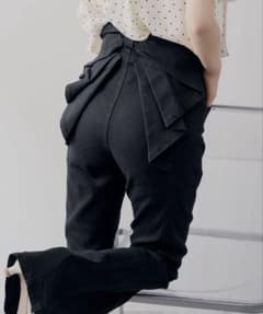 【未使用】 ナイスクラップ NICE CLAUP 後ろリボンストレートデニム Mのサムネイル