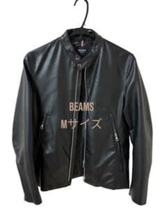 BEAMS ブラックレザーシングルライダース Mサイズのサムネイル