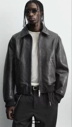 ZARA エンボス加工レザージャケット - メルカリ
