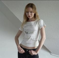 5OML フロントロゴプリント ホワイトソムルロゴスリムクロップTシャツホワイトのサムネイル