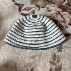 ハンドメイド クロシェ編み ボーダー柄 ニットハット　バケットハットのサムネイル